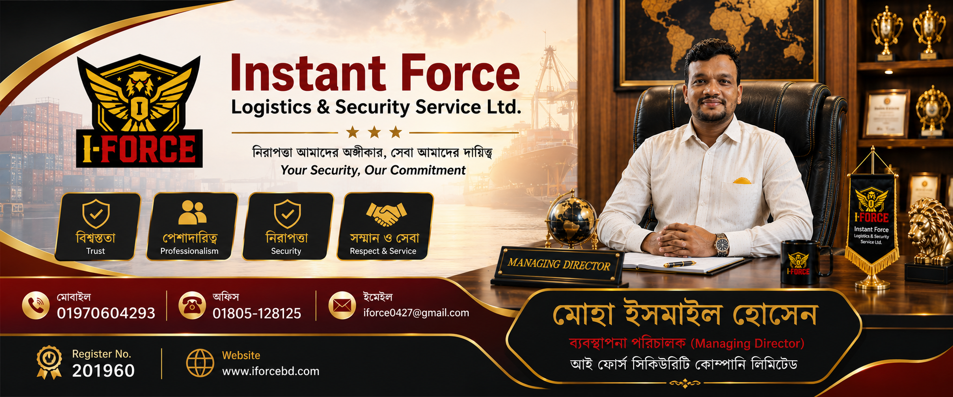 ব্যবস্থাপনা পরিচালক ,আই ফোর্স সিকিউরিটি সার্ভিস লিমিটেড
